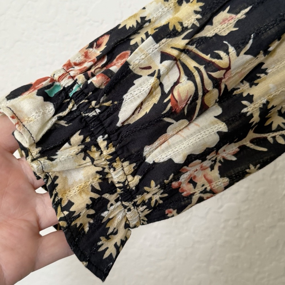 Anthropologie Pilcro Floral Top Blouse Small Twee Peter Pan Collar Button Down - Picture 4 of 11